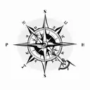 A harpoon piercing through a compass, symbolizing the client's passion for both hunting and navigation tattoo design idea