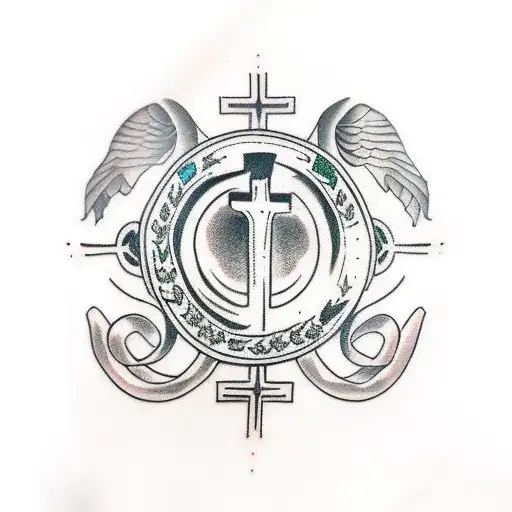 laurel wreath and Christ cross tattoo design idea