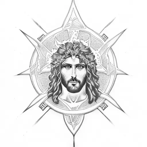 laurel wreath and Christ cross tattoo design idea