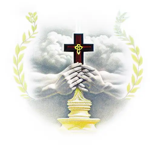 laurel wreath and Christ cross tattoo design idea
