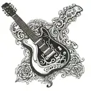 Guitar with Live forever tattoo design idea