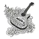 Guitar with Live forever tattoo design idea