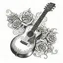 Guitar with Live forever tattoo design idea