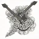 Guitar with Live forever tattoo design idea