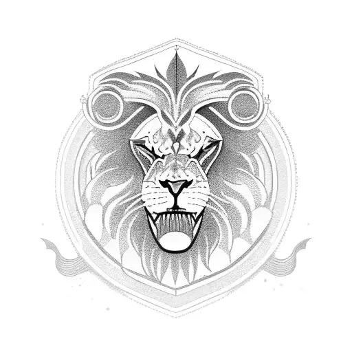 A majestic lion standing on top of a ship, symbolizing strength and adventure tattoo design idea