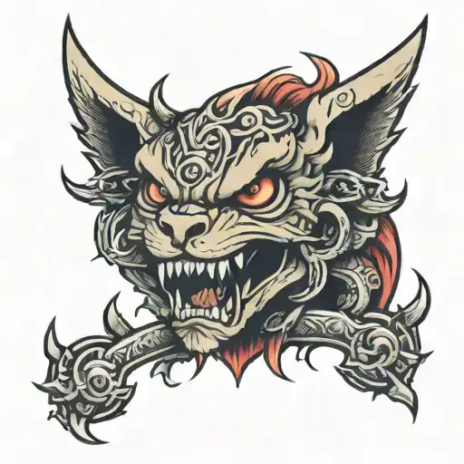 angry and brave  tattoo design idea
