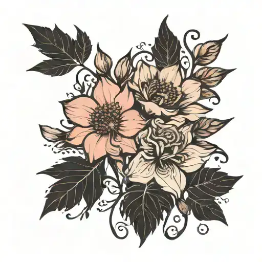 birth flowers - January and October, simple, stencil  tattoo design idea