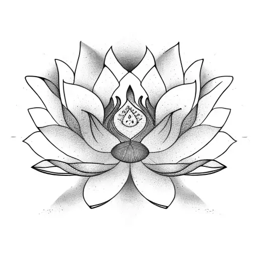 lotus flower on fire tattoo design idea