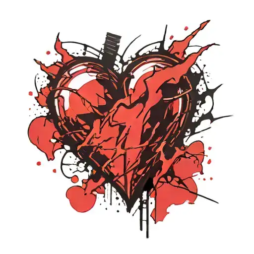 broken heart with bandage and a lightning bolt breaking it tattoo design idea