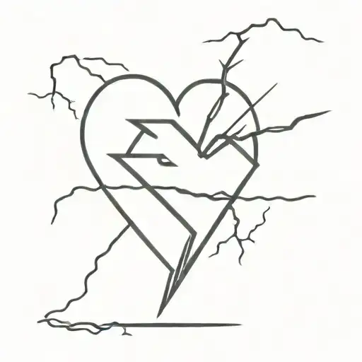 broken heart with bandage and a lightning bolt   tattoo design idea