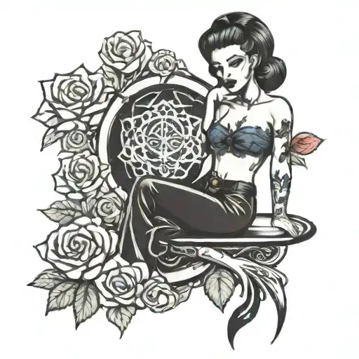 goth pin up girl   tattoo design idea