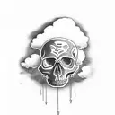 skull in the clouds tattoo design idea