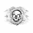 skull in the clouds tattoo design idea