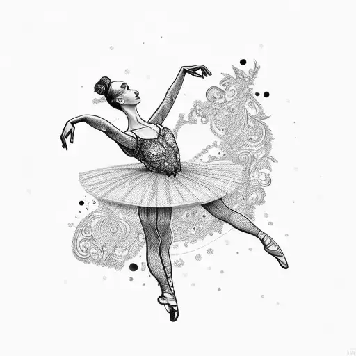 ballerina with the name Abi in it tattoo design idea