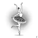 ballerina with the name Abi in it tattoo design idea