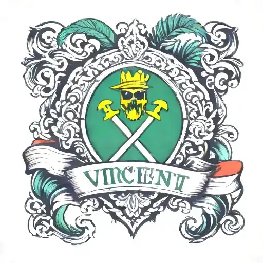 Make a sleeve tattoo that looks Caribbean themed and include the Saint Vincent flag  tattoo design idea