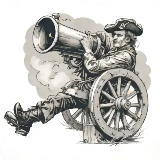 Molly Pitcher with cannon tattoo design idea