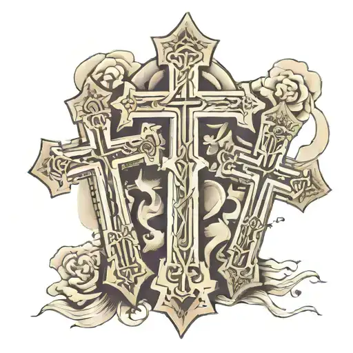 3 crosses with bible verse written tattoo design idea