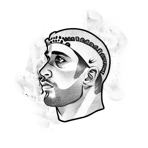 A basketball player with a Roman emperor's head as a basketball tattoo design idea
