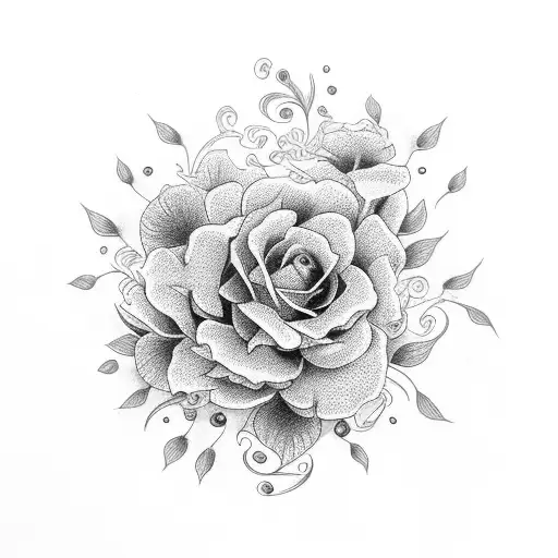 Graceful floral arrangement with delicate details tattoo design idea
