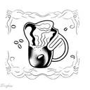A coffee bean morphing into a cat silhouette tattoo design idea