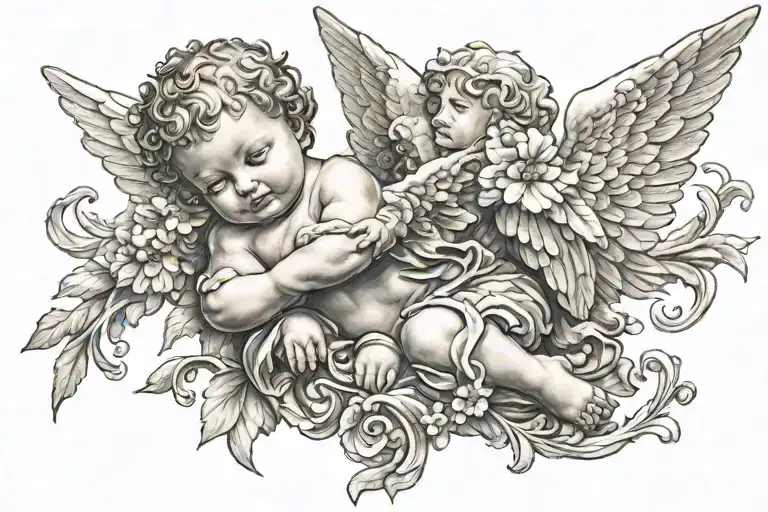 cherub angel tattoo design idea
