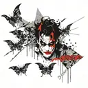 prince, joker, bats tattoo design idea