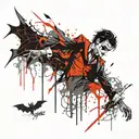 prince, joker, bats tattoo design idea