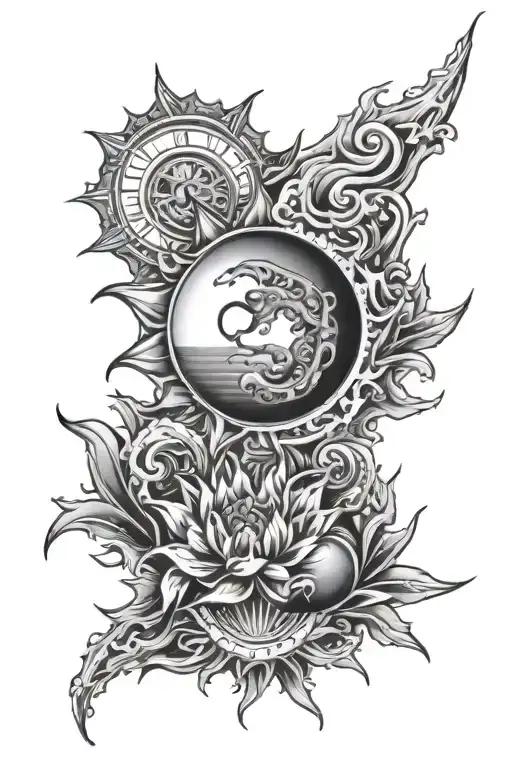 sublime sun melting on one side tattoo design idea