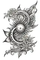 sublime sun melting on one side tattoo design idea