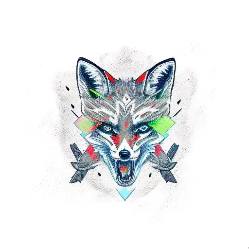 Fox with skulls tattoo design idea