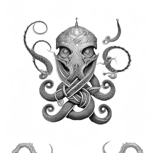 jormungandr with viking ornaments tattoo design idea