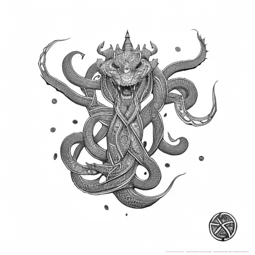 jormungandr with viking ornaments tattoo design idea