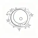 crest moon with stars beside it on both sides intertwined mix of little and medium sized clouds  tattoo design idea