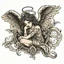 angel and gallows tattoo design idea