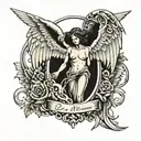 angel and gallows tattoo design idea