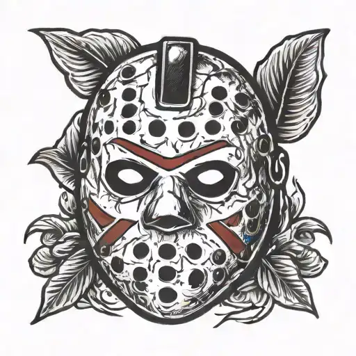 Jason Vorhees mask outline tattoo design idea