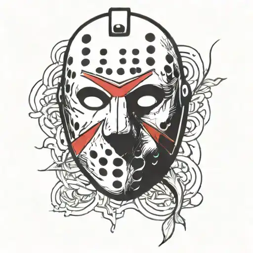 Jason Vorhees mask outline tattoo design idea