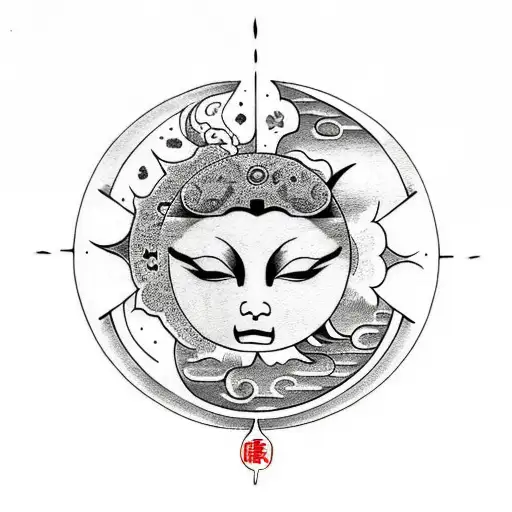 Sun and Moon tattoo design idea
