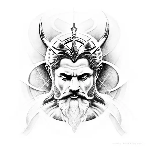 A modern interpretation of Zeus, the king of gods, with a futuristic twist tattoo design idea