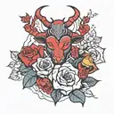 Alex, Sammy, Charles, Scorpio zodiac, Taurus zodiac, DC Comics Classic Wonder Wowan, flowers, birds, red hearts tattoo design idea