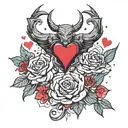 Alex, Sammy, Charles, Scorpio zodiac, Taurus zodiac, DC Comics Classic Wonder Wowan, flowers, birds, red hearts tattoo design idea