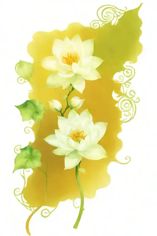 Ivy and water lilly tattoo design idea