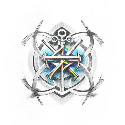 three swords crossed tattoo design idea