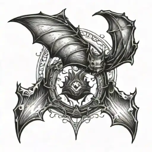 bat and sleep token symbol tattoo design idea
