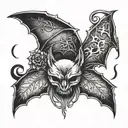 bat and sleep token symbol tattoo design idea