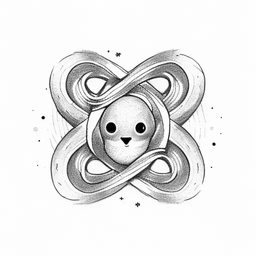 A infinity sign with a cute ghost (boo) tattoo design idea