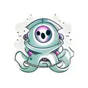 A cute casper-type cartoony sheet ghost trapped in an infinity sign saying boo tattoo design idea