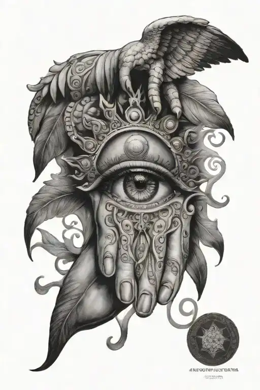 alexandre cabanel fallen angel eye in fatimas hand hamsa tattoo design idea