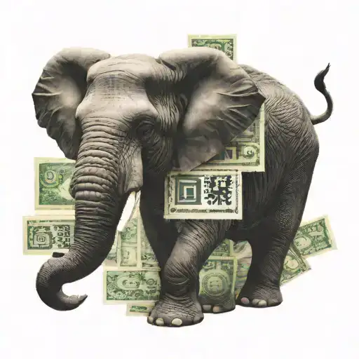 elephant, qr code, money tattoo design idea